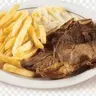 Bisteck con papas fritas y arroz